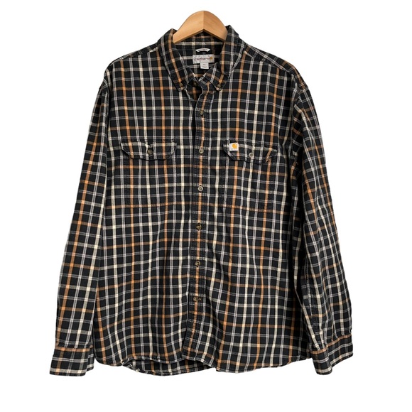 Carhartt Other - Men’s Carhartt Relaxed Fit Flannel Button Down Shirt Plaid Casual Long Sleeve 2X